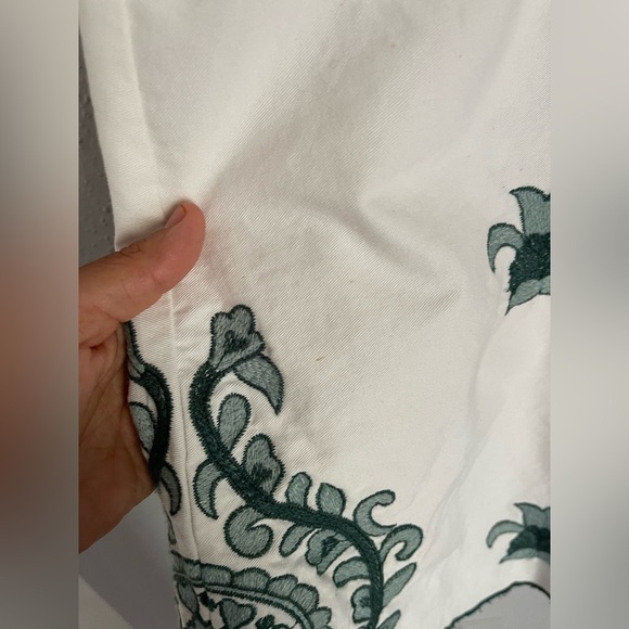 Zara Elegant White and Green Embroidered Women's Dress Size M - Picture 9 of 14